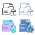 Folder with lock vector outline icon set.