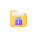 Folder lock on white background. Privacy concept. Vector illustration file. 3d vector icon Royalty Free Stock Photo