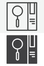 Folder magnifier line and solid different style vector icon set Royalty Free Stock Photo