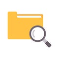 Folder and magnifying glass icon Using magnifying glass and searching files. Document archive