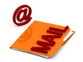Folder with mail text and symbol - mail concept - 3d