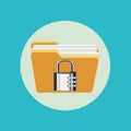 Folder with metal lock flat design vector