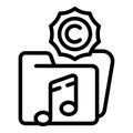 Folder music law icon outline vector. Copyright patent