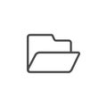 Folder open vector icon. Multimedia minimalist outline vector icon