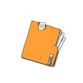 Folder Orange Paper Document File Sketch Retro Royalty Free Stock Photo