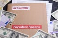 Folder with Paradise papers label on it, tax heaven documents leak concept