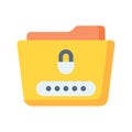 Folder password entry lock protection single isolated icon with flat style Royalty Free Stock Photo