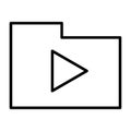 Folder with play button thin line icon. Vector pictogram Royalty Free Stock Photo