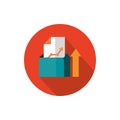 Folder profit arrow economy business strategy icon block shadow