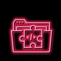 folder with program code files neon glow icon illustration Royalty Free Stock Photo