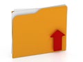 Folder with red arrow - upload concept - on white backg