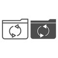 Folder refresh line and glyph icon. Update folder vector illustration isolated on white. Computer folder outline style