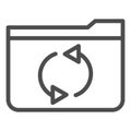Folder refresh line icon. Update folder vector illustration isolated on white. Computer folder outline style design