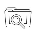 folder search magnifying glass line icon vector illustration