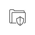 Folder with security shield line icon Royalty Free Stock Photo