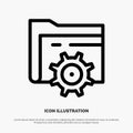 Folder, Setting, Gear, Computing Vector Line Icon Royalty Free Stock Photo