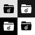 Folder settings with gears icon isolated on black, white and transparent background. Concept of software update Royalty Free Stock Photo