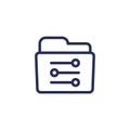 folder settings icon, line pictogram on white Royalty Free Stock Photo