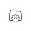 folder settings line icon on white Royalty Free Stock Photo