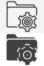 Folder settings line and solid vector icon set Royalty Free Stock Photo