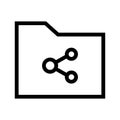Folder sharing vector line icon