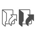 Folder with shortcut line and solid icon, windows pack concept. Vector graphics. Up arrow linked folder sign on white