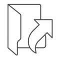 Folder with shortcut thin line icon, windows pack concept. Vector graphics. Up arrow linked folder sign on white