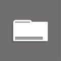 Folder for storing documents. White vector icon on a gray background with a shadow. Royalty Free Stock Photo