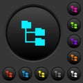 Folder structure dark push buttons with color icons