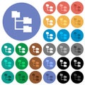 Folder structure round flat multi colored icons