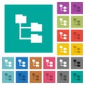 Folder structure square flat multi colored icons