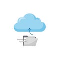 The folder to the cloud, indicating data upload or synchronization. Royalty Free Stock Photo