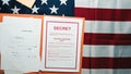 Folder With Top Secret Documents on Usa Flag. Royalty Free Stock Photo