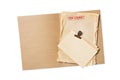 Folder with top secret old yellowed paper and mockup vintage cards Royalty Free Stock Photo