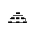 Folder tree icon set. directory structure vector symbol. data sub folder hierarchy pictogram in black filled and outlined style