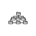 Folder tree icon set. directory structure vector symbol. data sub folder hierarchy pictogram in black filled and outlined style