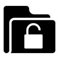 Folder unlock glyphs icon Royalty Free Stock Photo