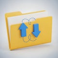 Folder with upload and download arrows symbolizing data transfer Royalty Free Stock Photo