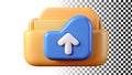 Folder upload icon, data transfer and cloud service symbol for UI png transparent image Generative AI Royalty Free Stock Photo