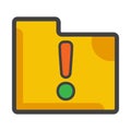 Folder with warning mark icon. folder illustration. Flat vector icon. can use for, icon design element,ui, web, mobile app Royalty Free Stock Photo