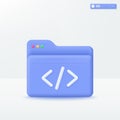 Folder for Web page Development icon symbol. javascript, Coding language, Programming, Software concept. 3D vector isolated