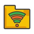 Folder with wireless conection icon. folder illustration. Flat vector icon. can use for, icon design element,ui, web, mobile app