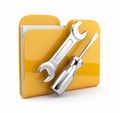 Folder with wrench and screwdriver. Icon 3D