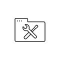 Folder wrench screwdriver icon. Simple line, outline vector of icons for ui and ux, website or mobile application
