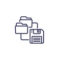 folders for backup line icon on white Royalty Free Stock Photo