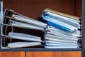 folders binders with documents are on the shelf Royalty Free Stock Photo