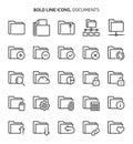 Folders, bold line icons