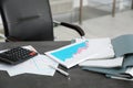 Folders with documents and calculator on office Royalty Free Stock Photo