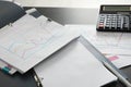 Folders with documents and calculator Royalty Free Stock Photo