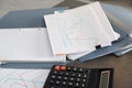 Folders with documents and calculator Royalty Free Stock Photo
